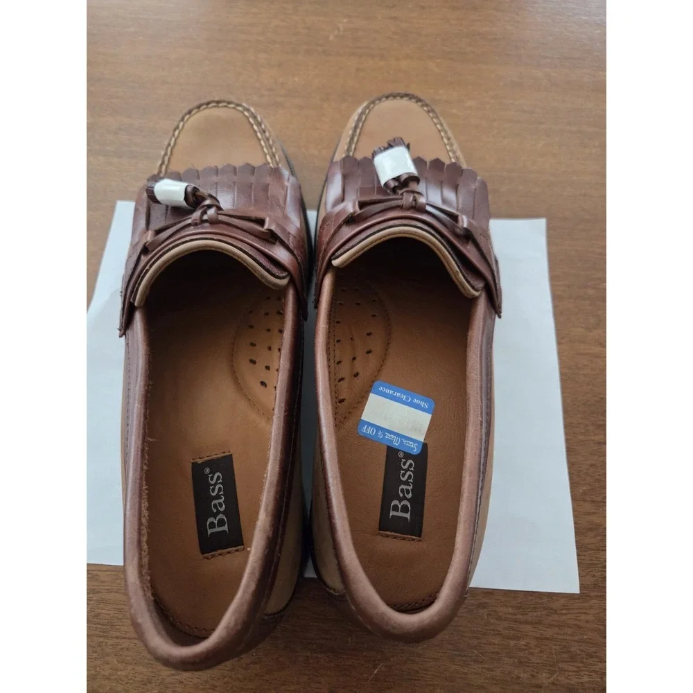 Bass Flex Phillips Kiltie Tassel Loafers Men's 10.5 New Smart Two Tone Brown‎